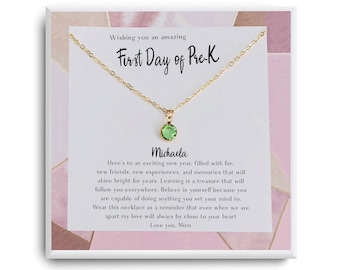 First Day of Preschool Gift Necklace -1st day of School Present - First Day of Pre-K Custom Back to School Necklace Gift Ideas For Kids