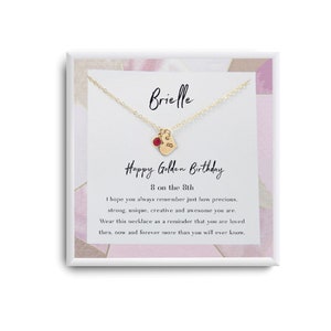 Golden Birthday Gift Necklace - Happy Golden Birthday - Personalized Birthstone necklace - 8th Birthday Girl - Necklace with card