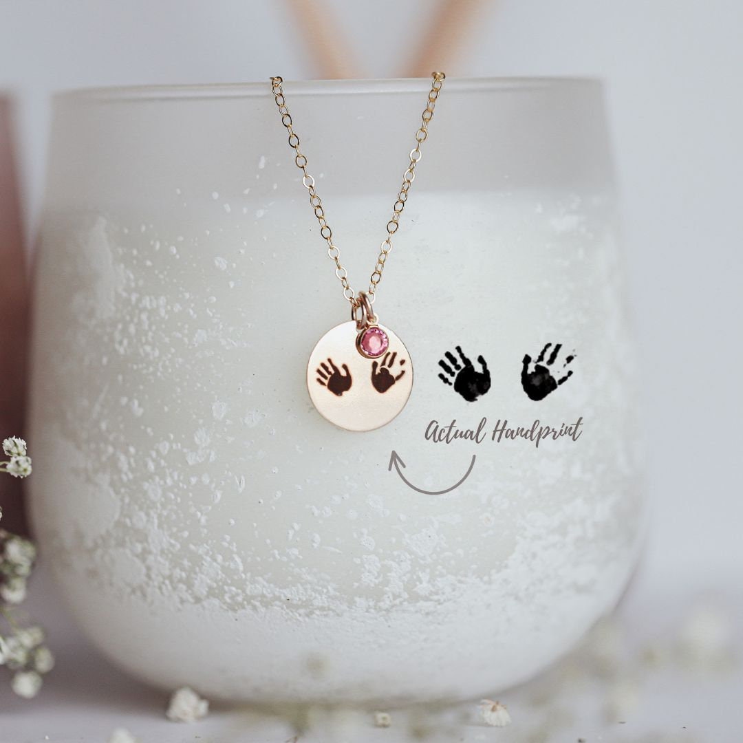 Personalized Handprint Necklace Baby Handprint Pendant Child