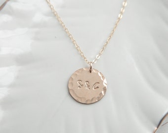 Personalized Initial Disc Necklace - Letter Pendant in 14k Gold Filled, Sterling Silver or Rose Gold - Custom Initial Kids Initials