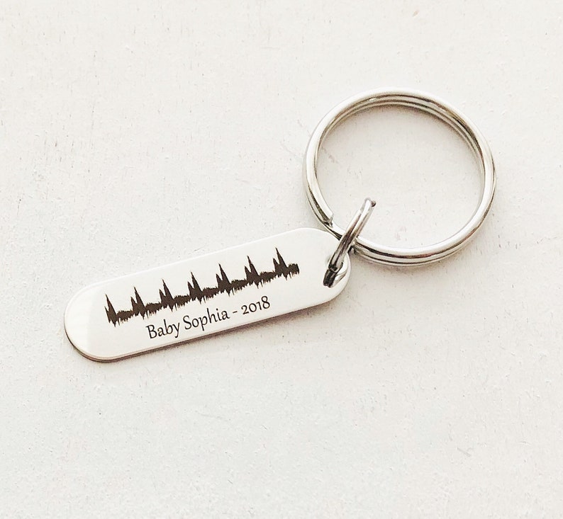 Baby Heartbeat Keychain - Soundwave Custom Gift - Ultrasound, EKG, ECG ...