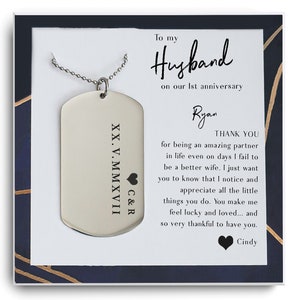 1e verjaardag cadeau voor echtgenoot - Aan mijn man Gift Ketting - Romantisch cadeau voor echtgenoot - Cadeau voor echtgenoot - kerstcadeaus voor hem