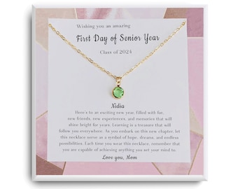 Eerste dag van Senior Year Gift Ketting - Cadeau voor dochter, peetdochter, nichtje - Back to School cadeau - Klasse van 2024 - 12e klas cadeau