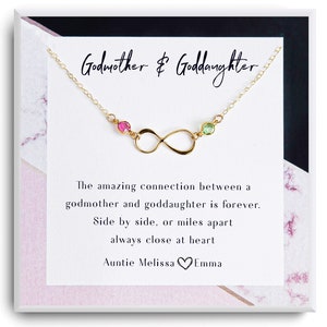 Godmother and Goddaughter Necklace  - Goddaughter Gifts - Godmother Birthstone Necklace - Gifts from Godmother Mothers Day Jewelry