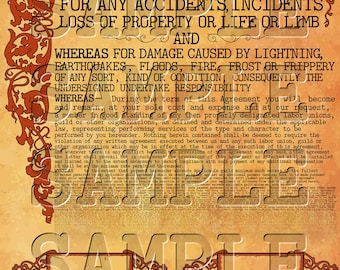 Willy Wonka Contract Replica (For Poster Printing) - 1971 Willy Wonka and the Chocolate Factory (JPG/PDF)