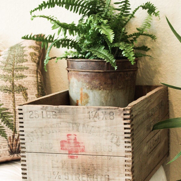 Vintage Red Cross Wood Crate, Farmhouse Decor, Fixer Upper Decor