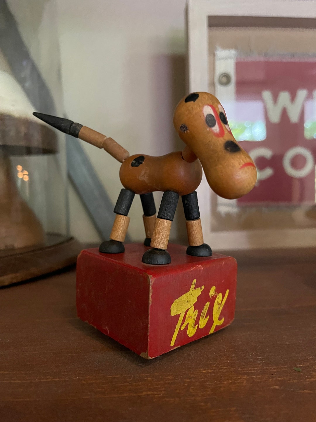 Antique Trix Dog Push Button Puppet Toy Etsy