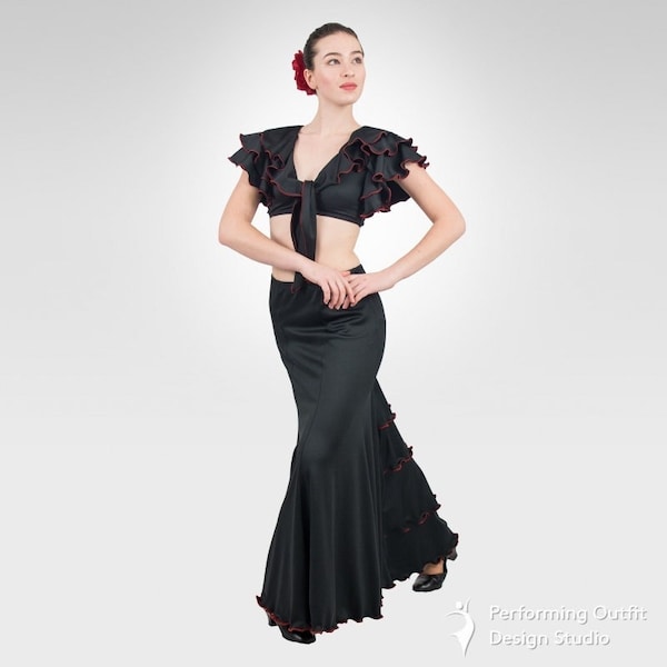 Flamenco skirt with ruffle godet, adult sizes