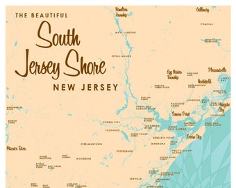 Jersey Shore Map Etsy