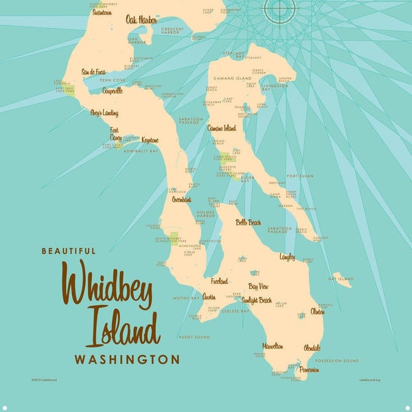 Whidbey Island Washington | Lake House Décor | Cabin Art | Custom Map Gifts | Metal Sign Map Art