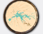 Weiss Lake Alabama, Barrel End Map Art