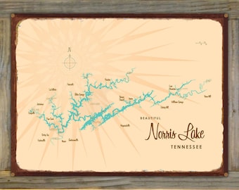 Tennessee Lakes Tennessee Rivers Lake Life Tennessee Lakes Wall Art Tennessee State Steel Sign with Lakes Tennessee Sign