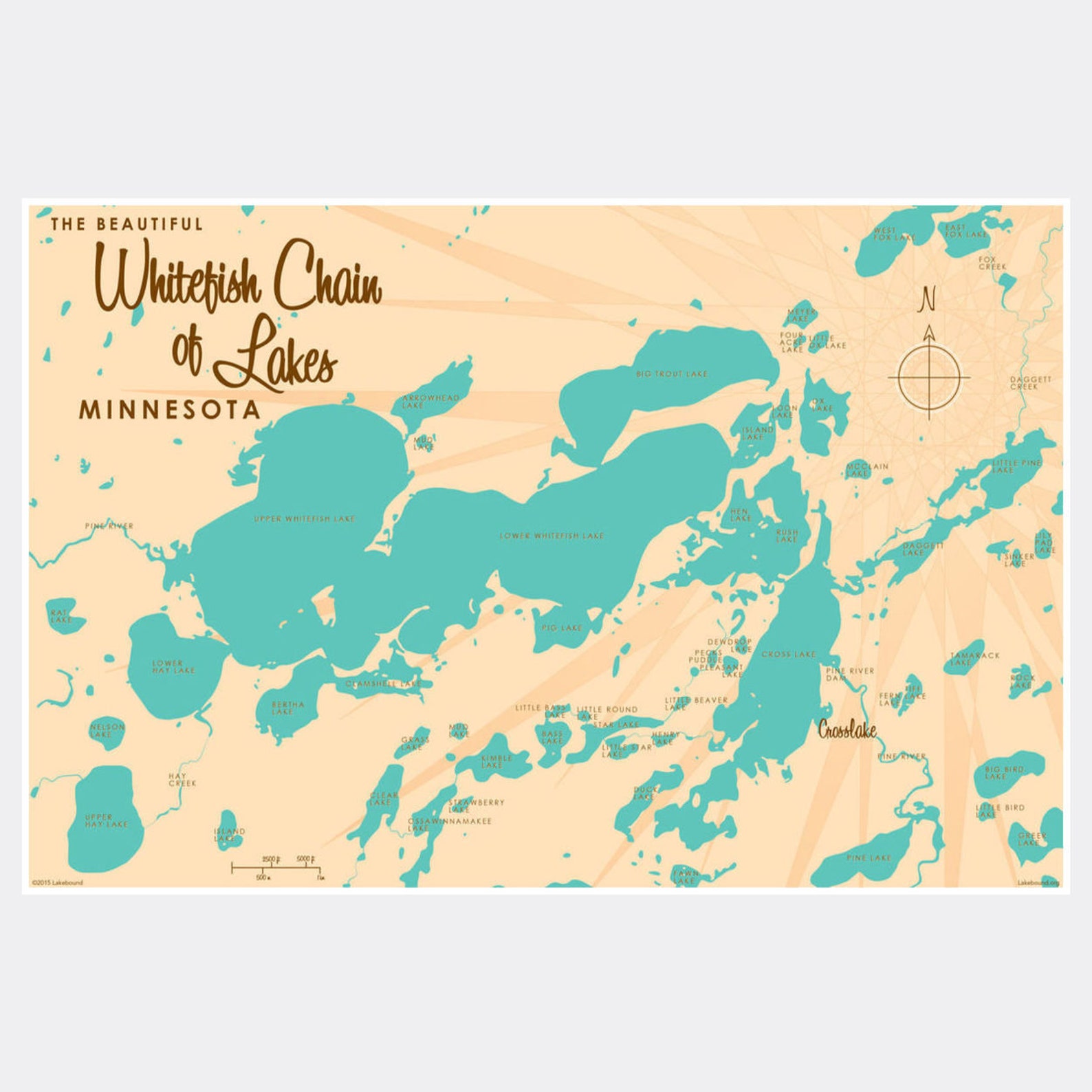 Whitefish Chain of Lakes Minnesota Lake House Décor Cabin Etsy