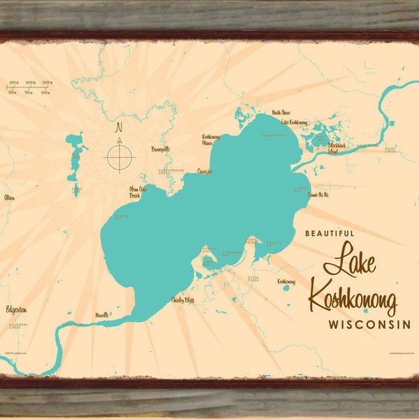 Lake Koshkonong Map Etsy