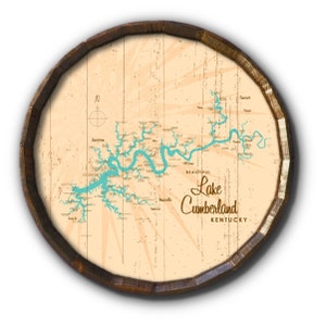 Lake Cumberland Kentucky, Rustic Barrel End Map Art