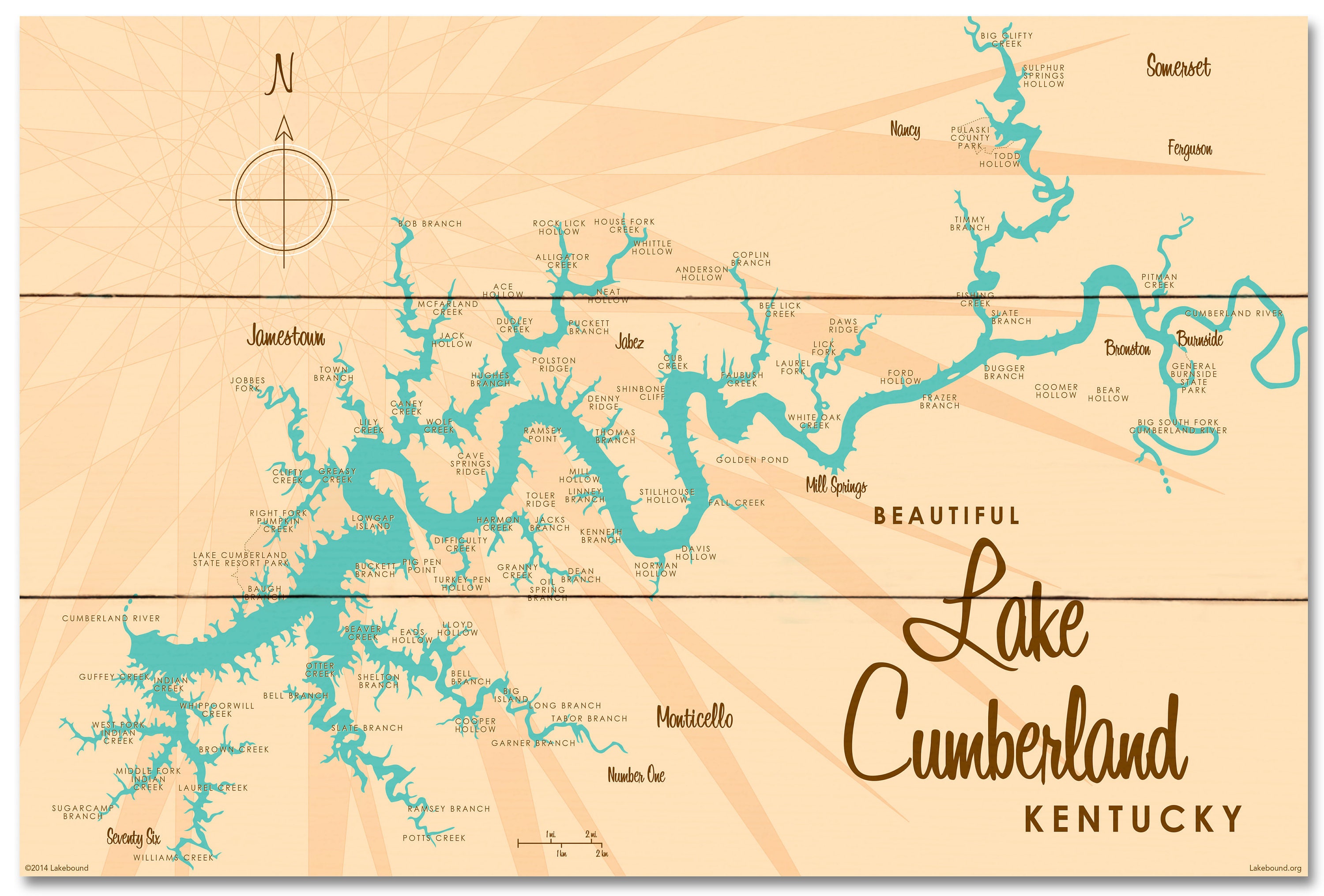 Lake Cumberland Kentucky Wood Sign Map Art Etsy