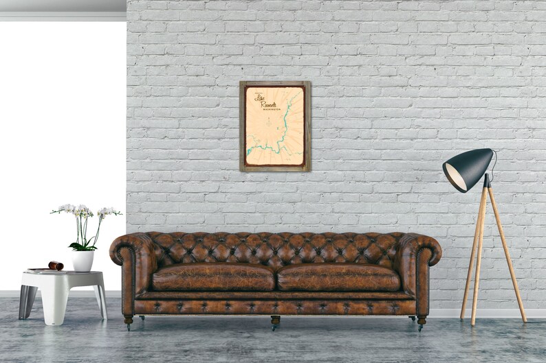 Lake Roosevelt Washington Wood-Mounted Rustic Metal Sign Map Art