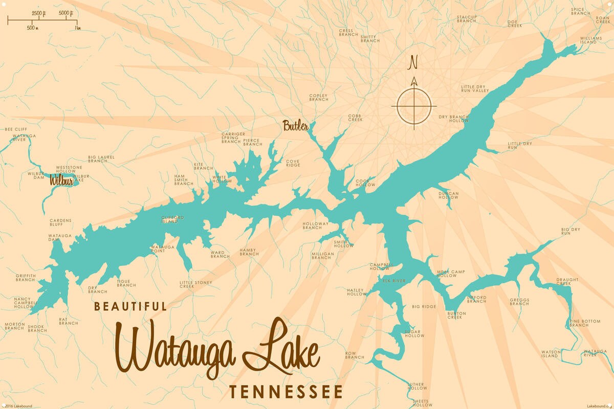 Watauga Lake Tennessee Lake House Décor Cabin Art Custom Etsy