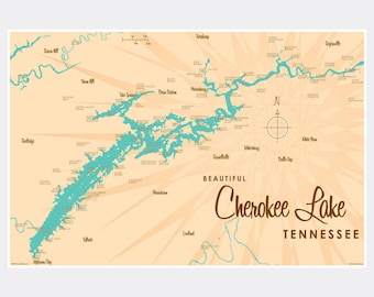 Cherokee Lake Topo Map Cherokee Lake Tn Map | Etsy