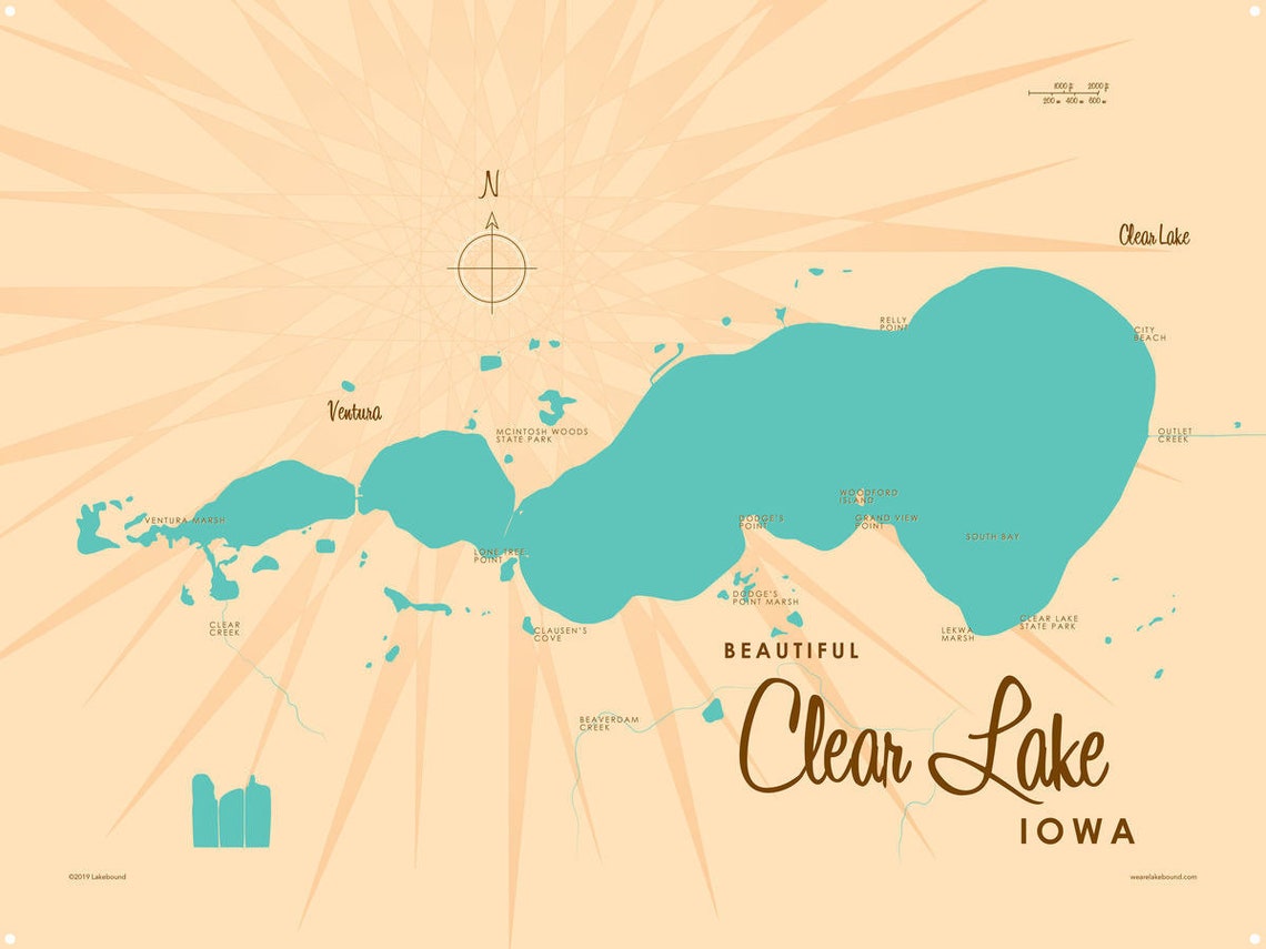 Clear Lake Iowa Metal Sign Map Art Etsy