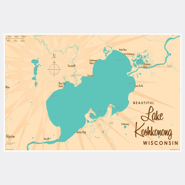 Lake Koshkonong Map Etsy