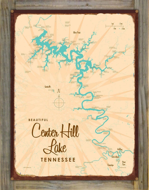Center Hill Lake Tennessee Wood Mounted Rustic Metal Sign Etsy