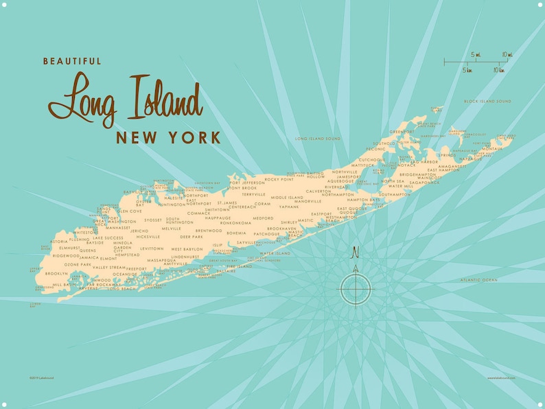 Long Island New York Metal Sign Map Art Etsy