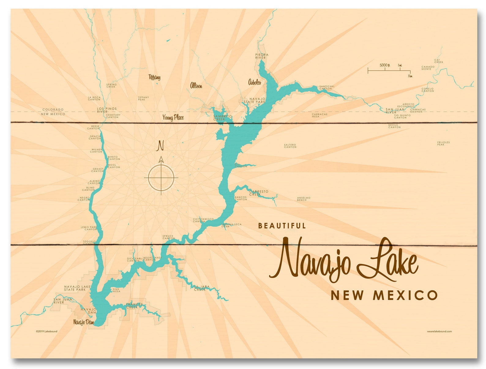 Navajo Lake New Mexico Wood Sign Map Art Etsy