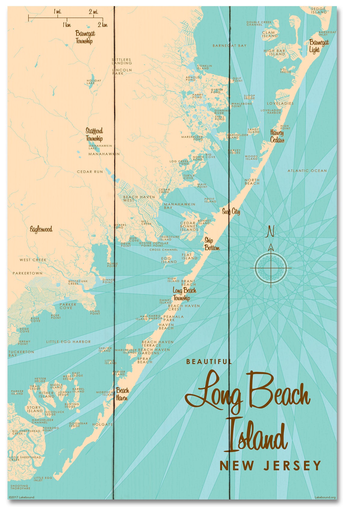 Long Beach Island New Jersey Wood Sign Map Art Etsy