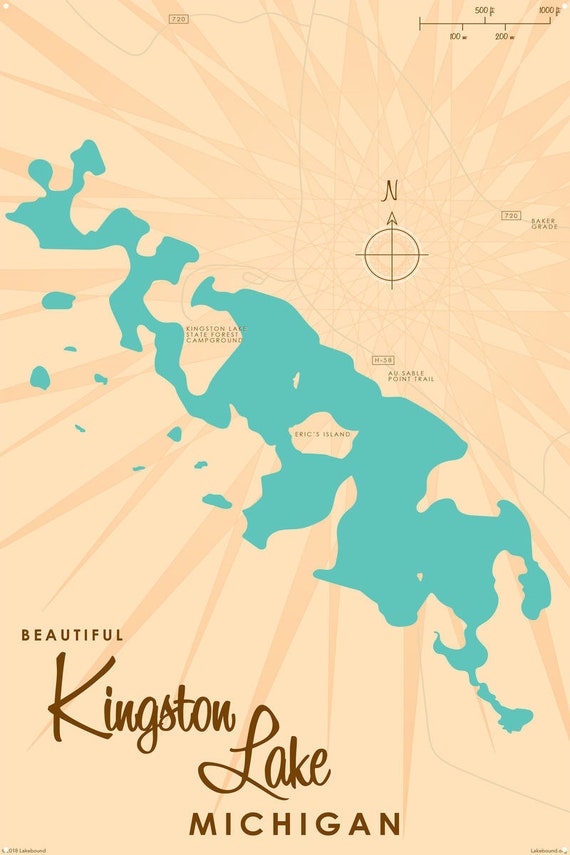 Kingston Lake Michigan Lake House Décor Cabin Art Custom Etsy