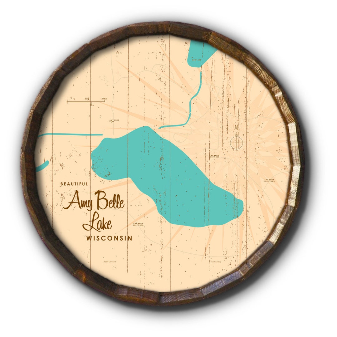 Amy Belle Lake Wisconsin Rustic Barrel End Map Art Etsy