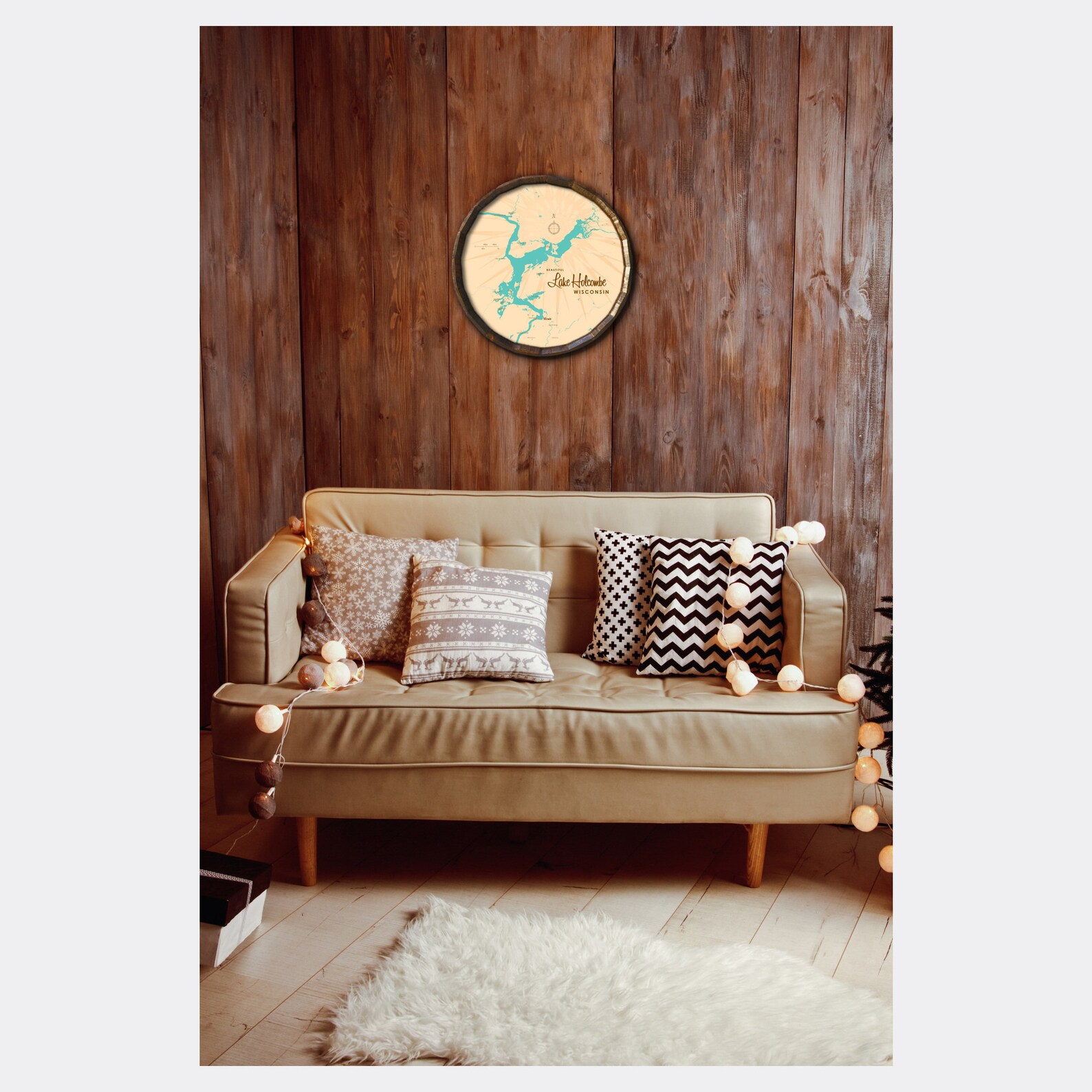 Lake Wisconsin Barrel End Map Art Etsy