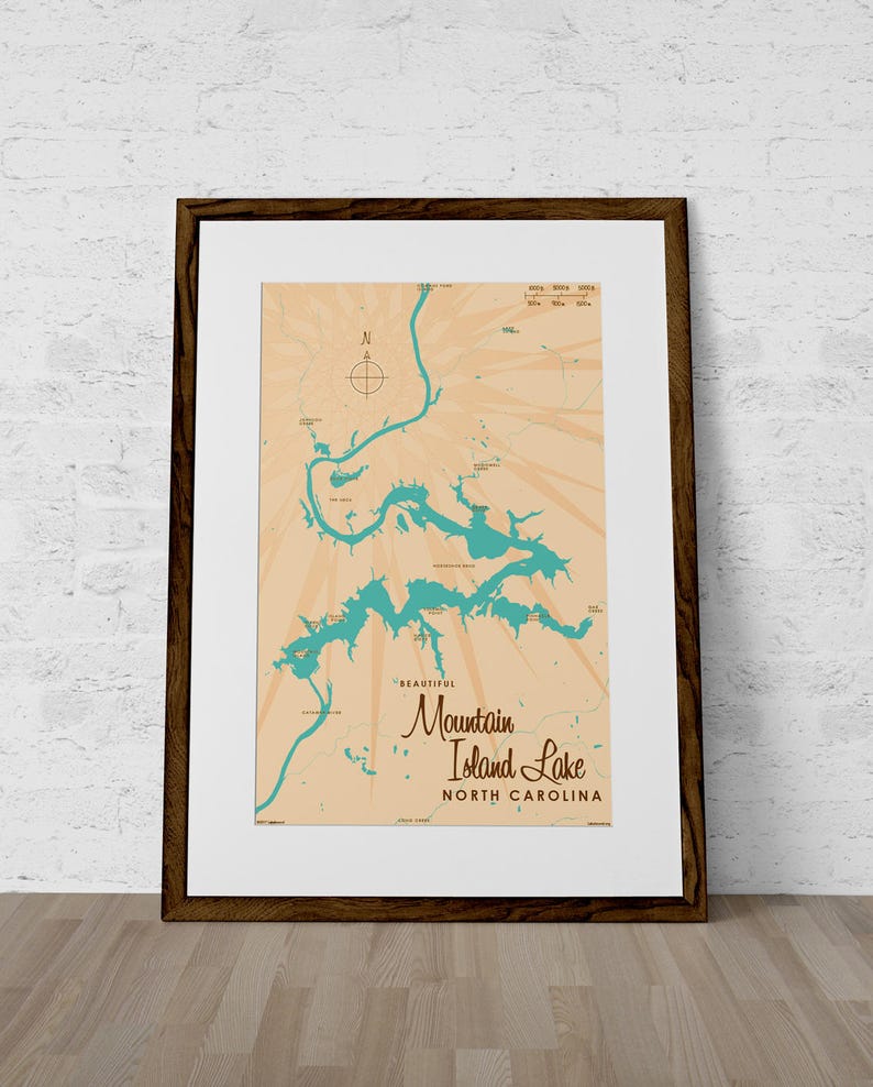Mountain Island Lake NC Map Art Print Etsy