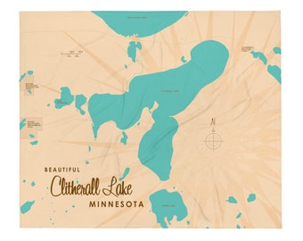 Lago Clitherall, Minnesota / Decoración de casas en el lago / Arte de cabaña / Regalos con mapas personalizados / Manta