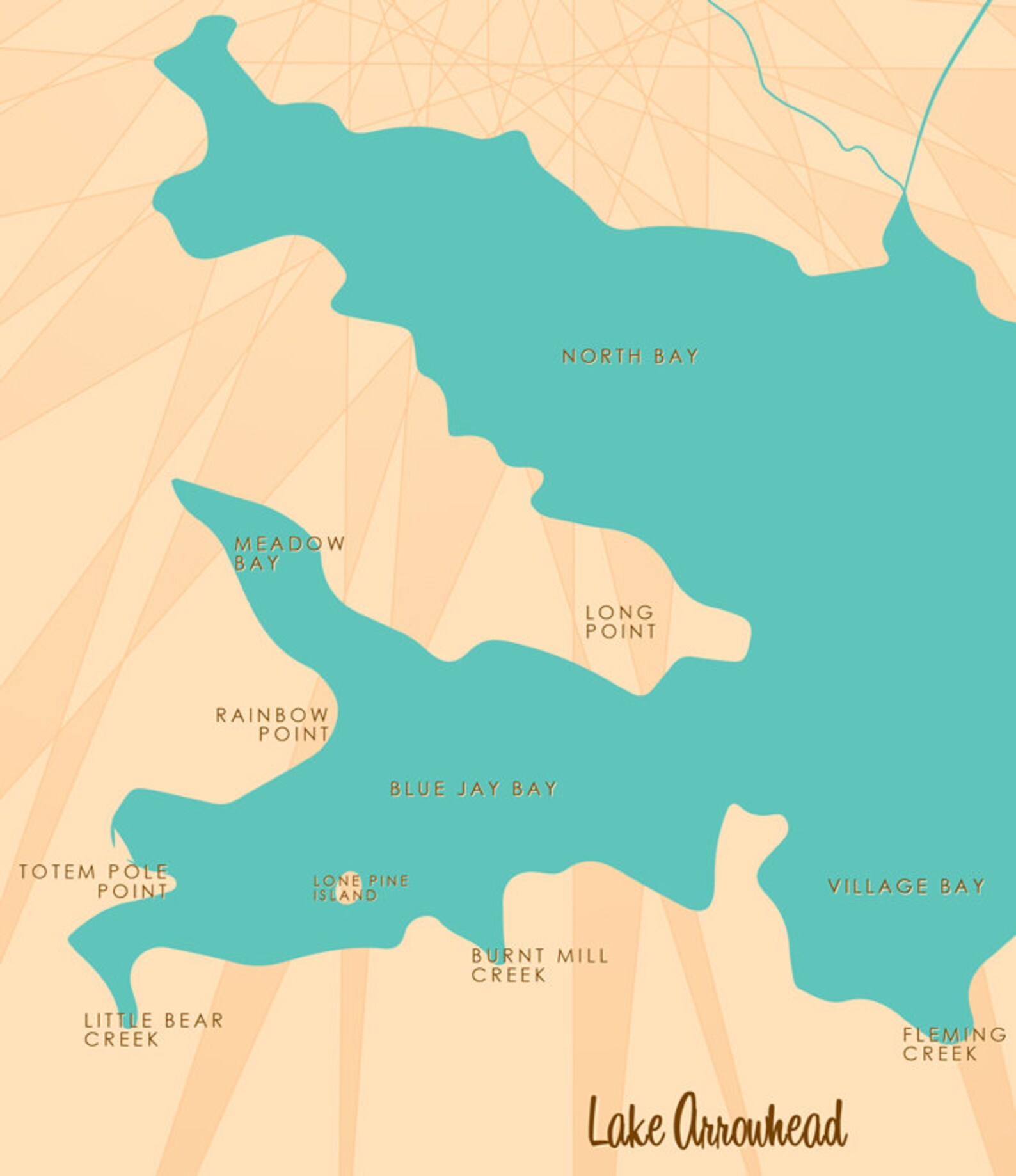 Lake Arrowhead CA Map Art Canvas Print Etsy
