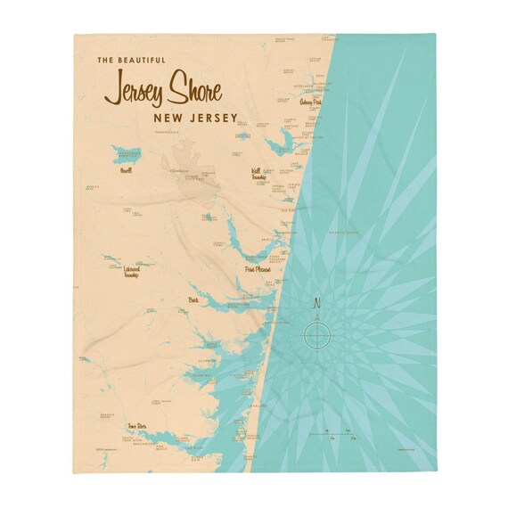 Jersey Shore New Jersey Lake House D cor Cabin Art Custom Map