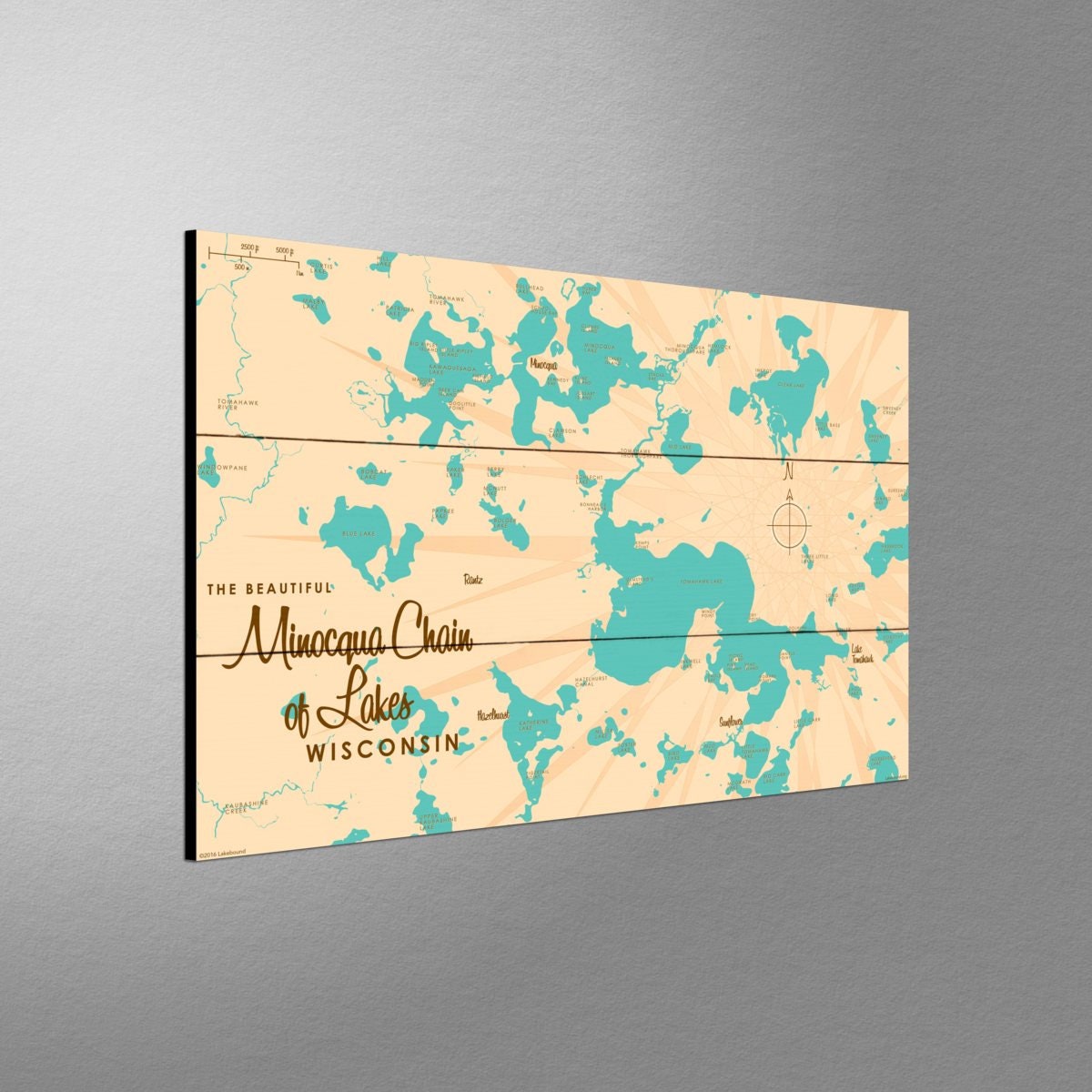 Minocqua Chain Wisconsin Wood Sign Map Art Etsy