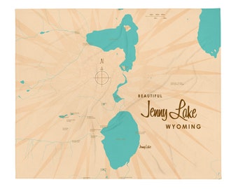 Jenny Lake, Wyoming / Decoración de casas de lago / Arte de cabaña / Regalos con mapas personalizados / Manta