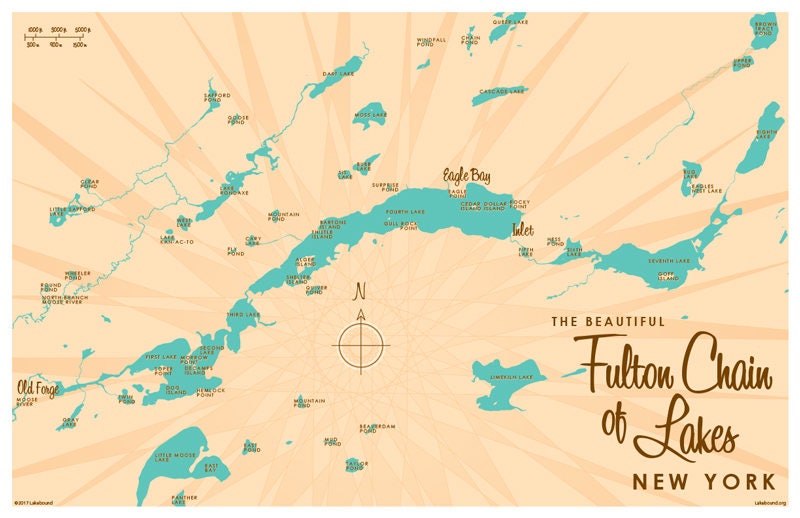 fulton-chain-of-lakes-ny-map-print-etsy