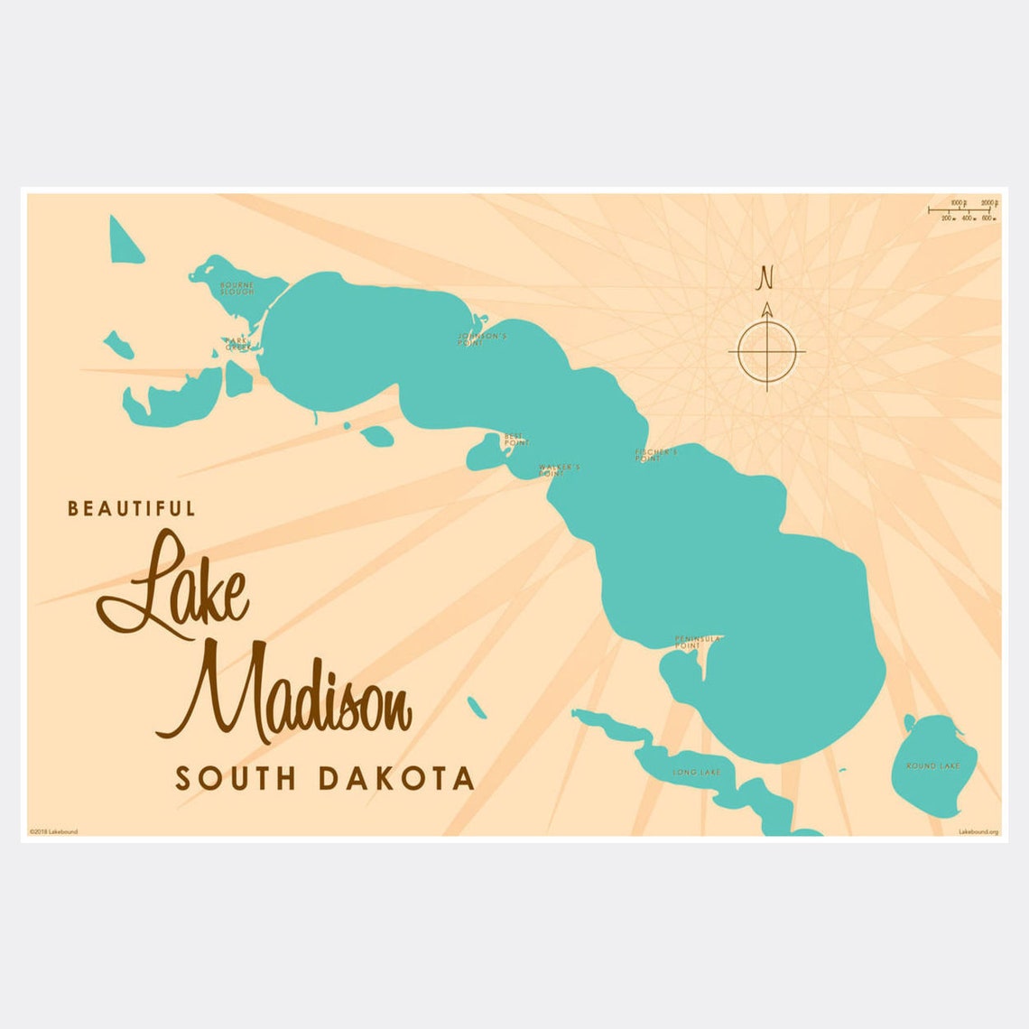 Lake Madison South Dakota Paper Print Map Art Etsy