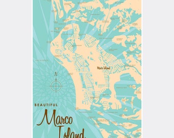 Marco Island Boating Map Marco Island Florida Paper Print Map Art | Etsy Australia