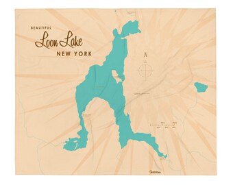 Loon Lake Chester, Nueva York / Decoración de casas en el lago / Arte de cabaña / Regalos con mapas personalizados / Manta