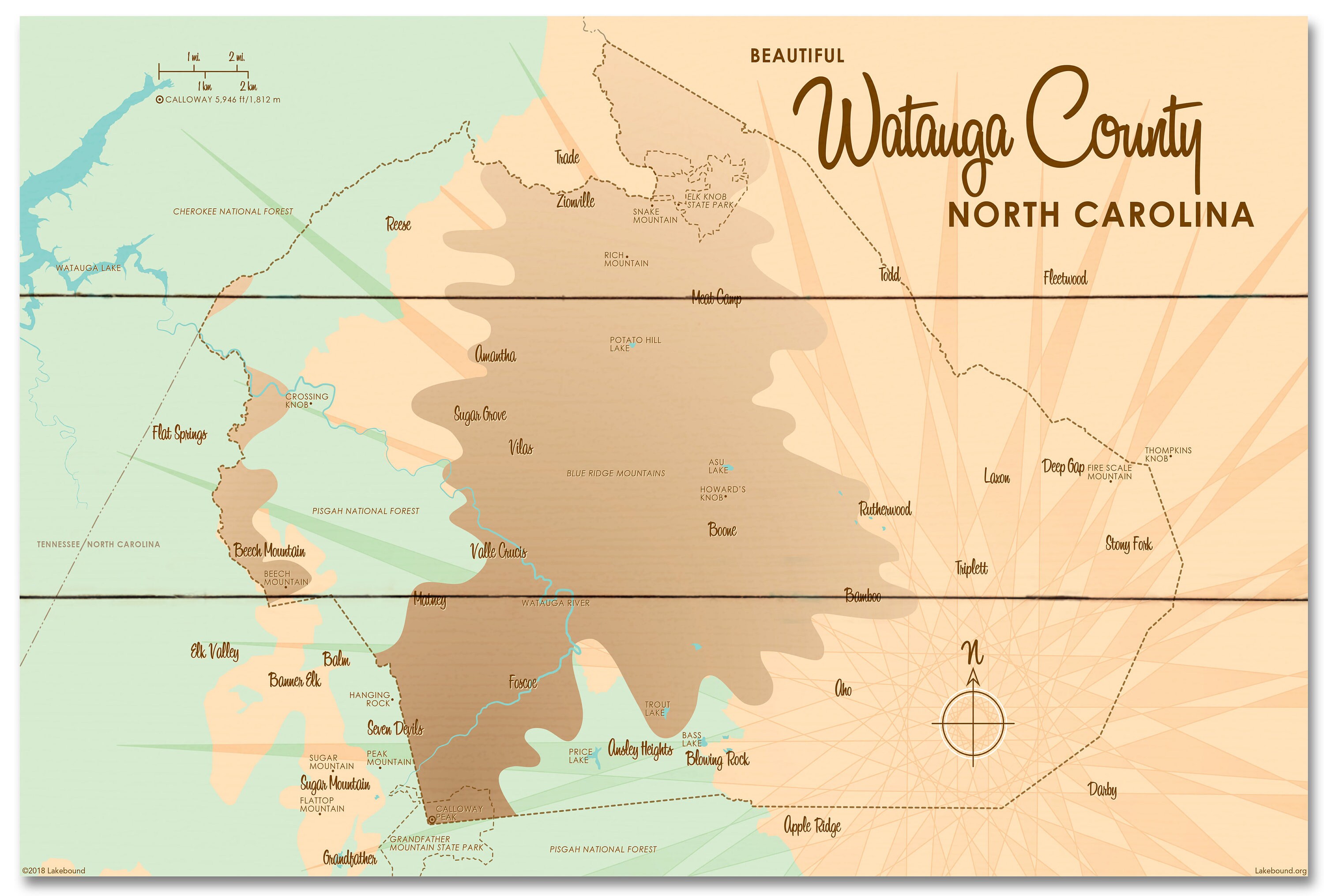 Watauga County North Carolina Wood Sign Map Art | Etsy
