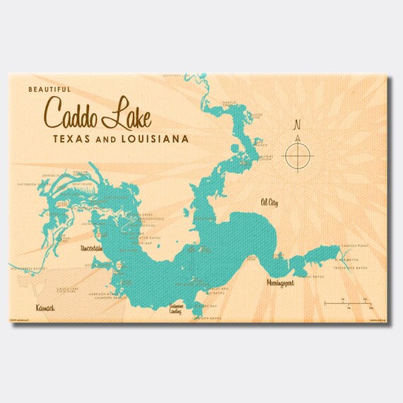Caddo Lake Tx Louisiana Canvas Map Art Etsy