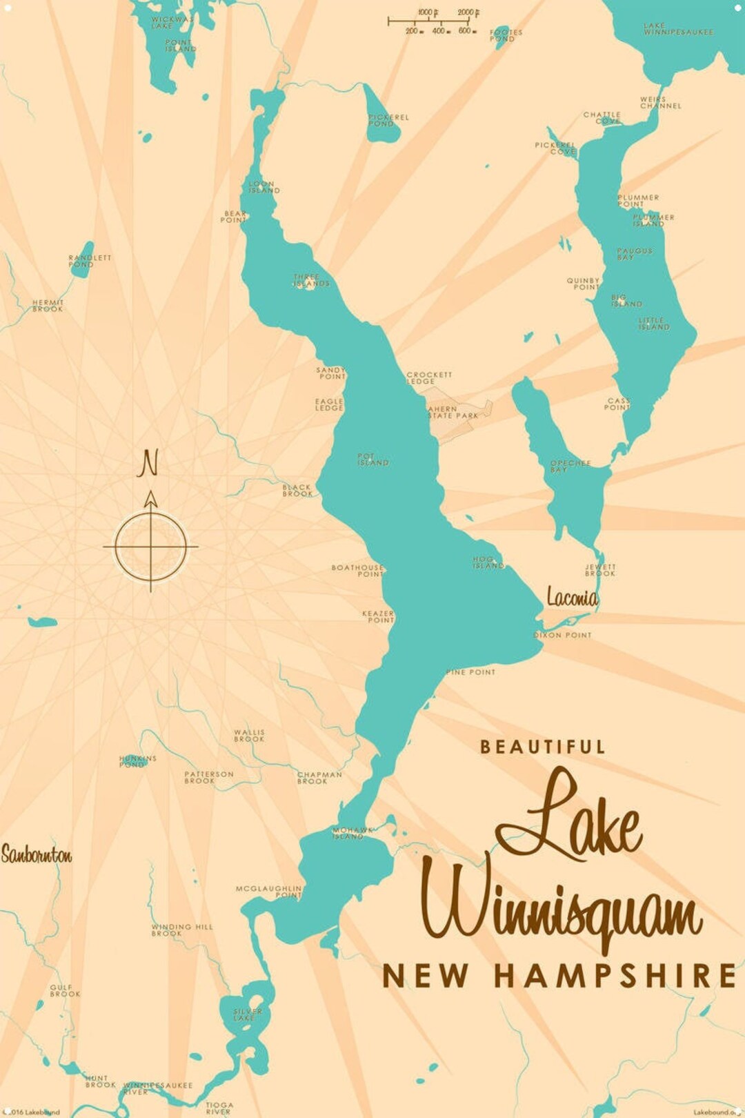 Lake Winnisquam New Hampshire | Lake House Décor | Cabin Art | Custom ...