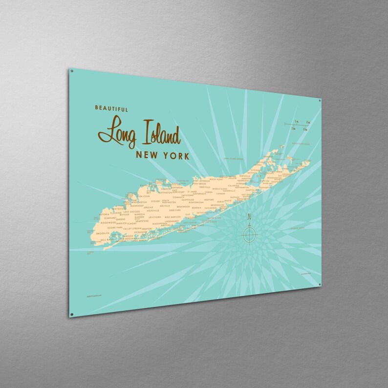 Long Island New York Metal Sign Map Art Etsy