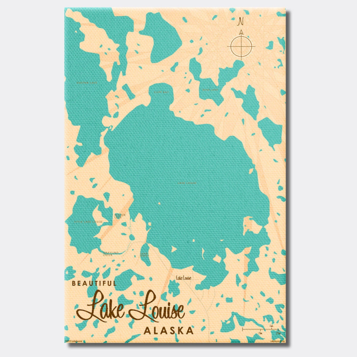 Lake Louise Alaska Map Lake Louise Alaska Canvas Map Art | Etsy Australia
