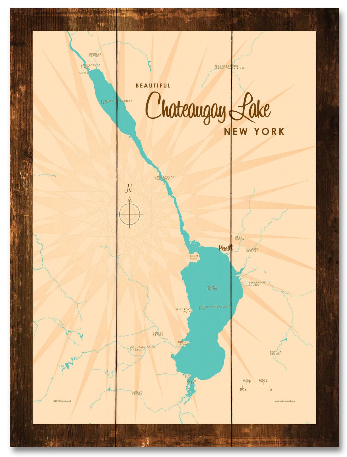 Chateaugay Lake New York Rustic Wood Sign Map Art Etsy