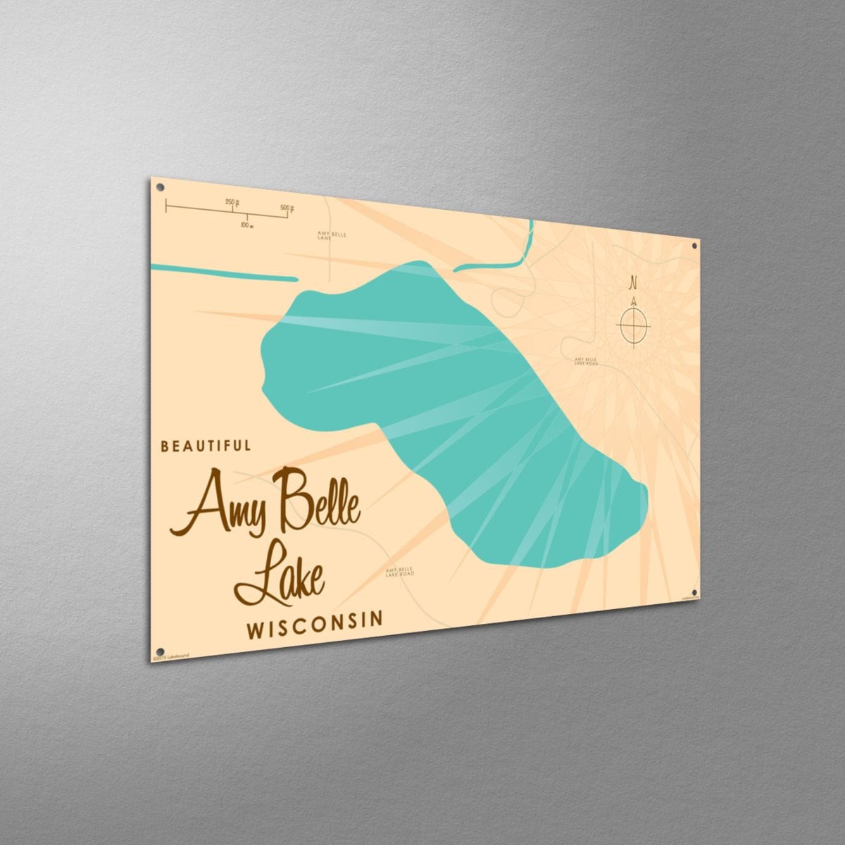 Amy Belle Lake Wisconsin Metal Sign Map Art Etsy