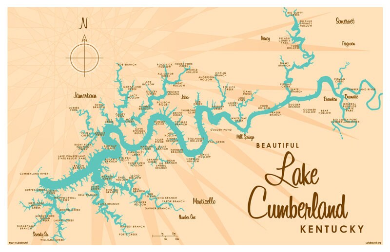 Lake Cumberland KY Map Print